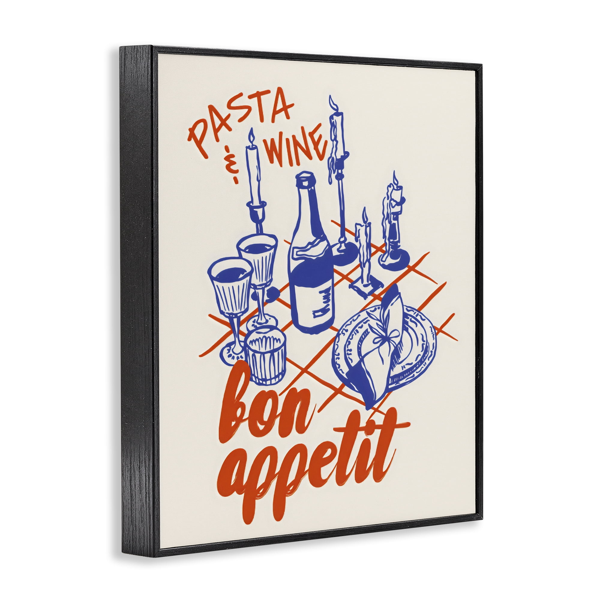 Stupell Industries Pasta & Wine Bon Appetit Black Framed Giclee Art, design by The Prints Vibe