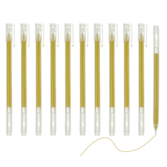 Uxcell 12 Pcs Colored Gel Pens, 0.5mm Fine Point Pastel Gel Pens High Light Ink for DIY Projects Painting Journaling Notebook Black Paper Drawing, 15cm Length Gold Ink