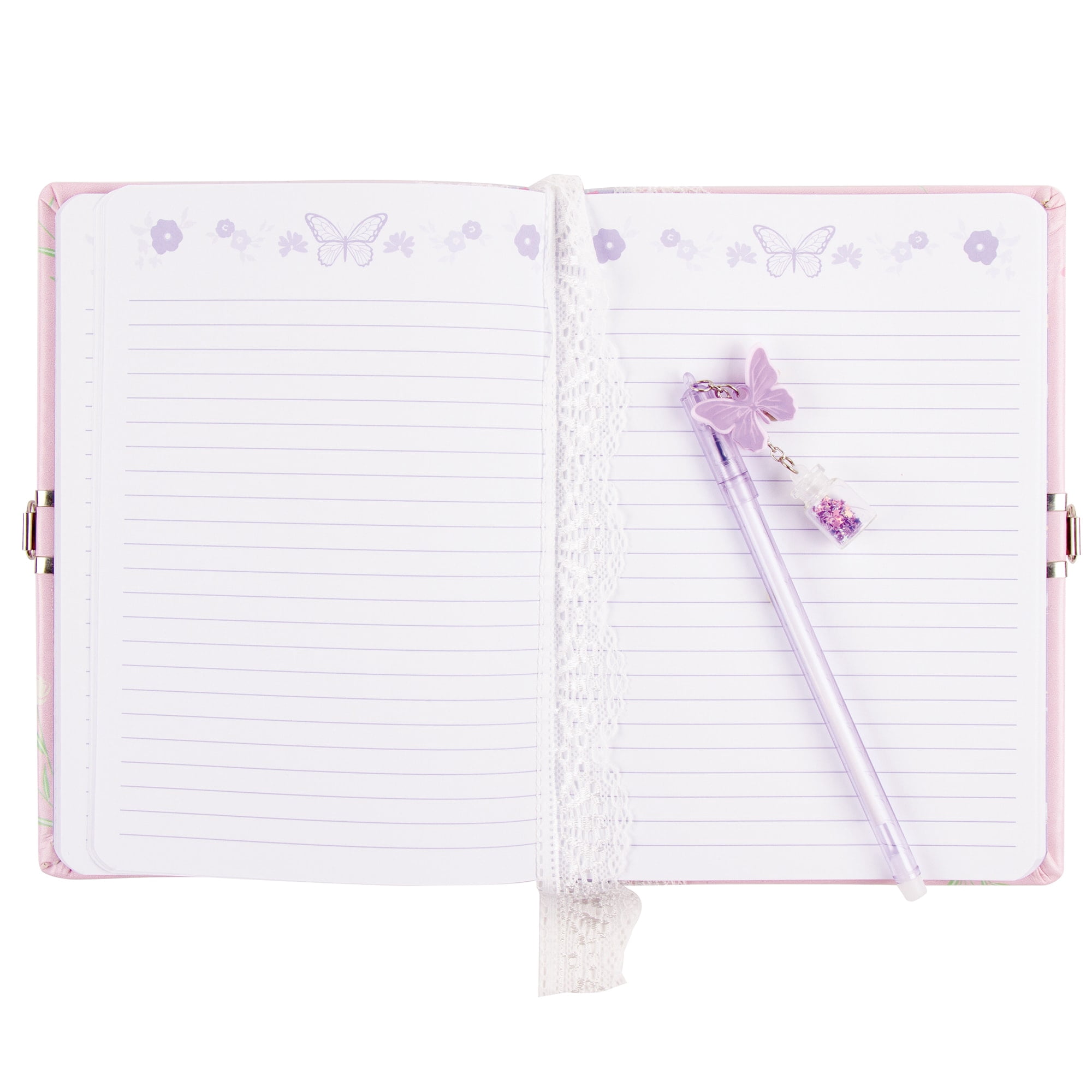 Three Cheers For Girls Cottagecore Floral Locking Journal with Butterfly Charm Pen, Sketch & Doodle, Ages 6+