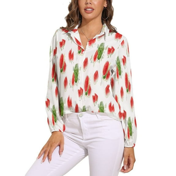 Summer Watermelon Long Sleeve Blouse Woman Streetwear Casual Shirts Summer Oversize Woman Streetwear Clothing Birthday Present