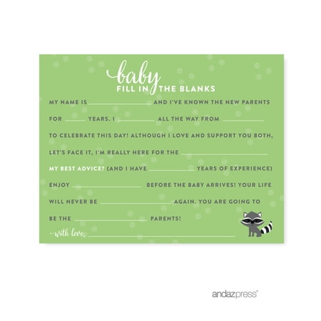 Fill-In-The-Blank Woodland Animals Deer Baby Shower Games , 20-Pack
