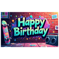 thumbnail image 2 of LUUFILx Colorful Happy Birthday Backdrop Banner Graffiti Wall Style Decorations Party Supplies Background Photography Props Birthday Party Decor Celebration, 2 of 9
