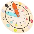 thumbnail image 3 of Wooden Clock Toy Children Educational Clock Model Time Learning Wood Clock Kids Plaything, 3 of 9