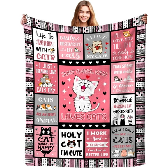Cat Blanket Gifts for Women Women Cats Gifts for Cat Lovers Soft Warm Cats Flannel Blanket for Users Adults 50"X40"