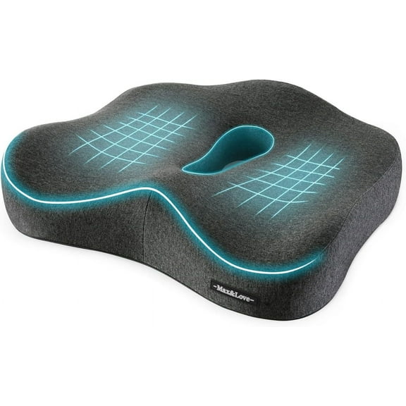 Memory Foam Seat Chair Cushion for Relieves Back Sciatica Pain Tailbone Coccyx Degenerating Disc Orthopedic Osteoarthritis Prostate Low Hip Shaping (Dark Gray)