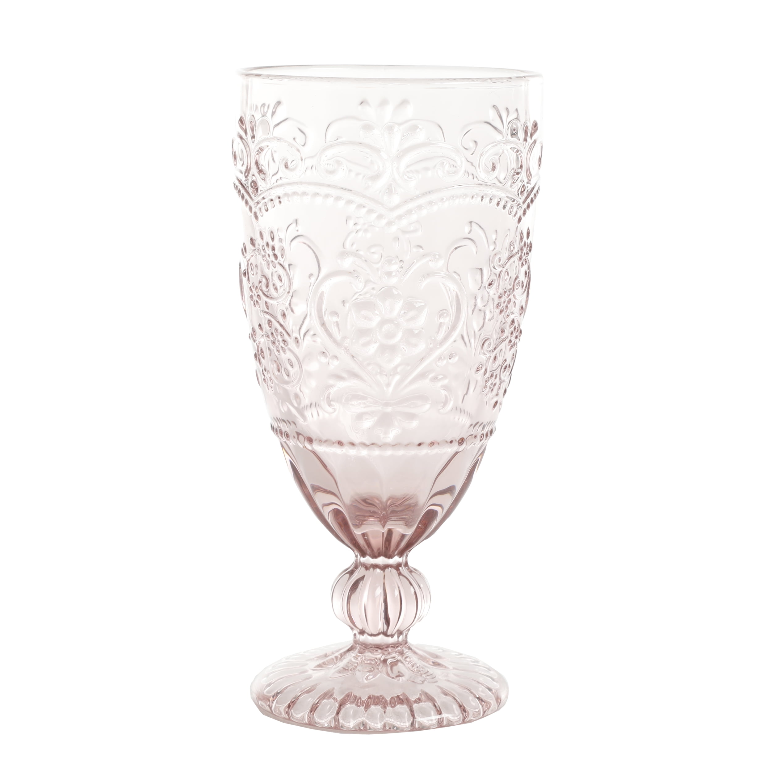 The Pioneer Woman Amelia Glass14.7-Ounce Rose Tea Goblets, Set of 4