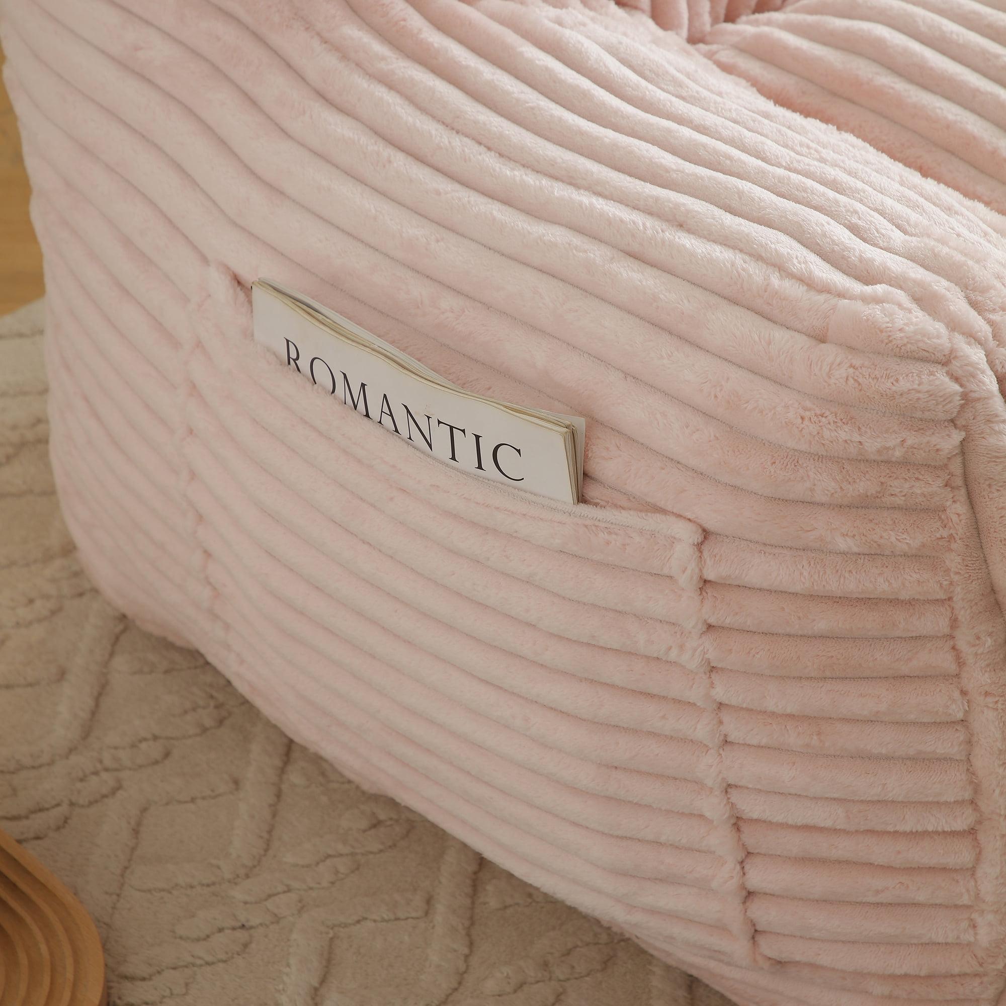 Jopath Giant Bean Bag Chair,Giant Plush Bean Bag Chair For Adults With Armrests And Footstool,Cozy Fluffy Cloud Mini Couch For Living Room, Bedroom & Dorm Pink