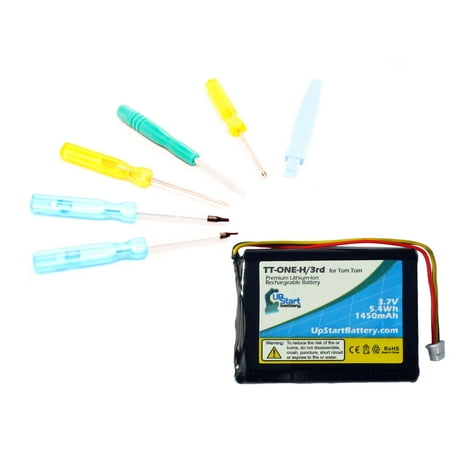 Hi Cap Lithium Ion Battery TomTom One Regional, One XL-S, 3rd Edition Dach Battery with Tools Kit Replacement (1450mAh, 3.7V, Lithium -Ion) ()