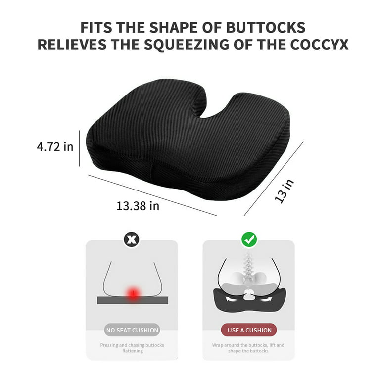 Homchum Memory Foam Seat Cushion and Lumbar Support Pillow for Office Chair  Car Seat Support for Tailbone Lower Back Pain Sciatica Relief