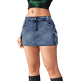 thumbnail image 4 of LYMAYTER Women Vintage Jean Skirt Summer ‌Casual Short Skirt for S-2XL Slim Cargo Denim Skirt with Pockets, 4 of 9