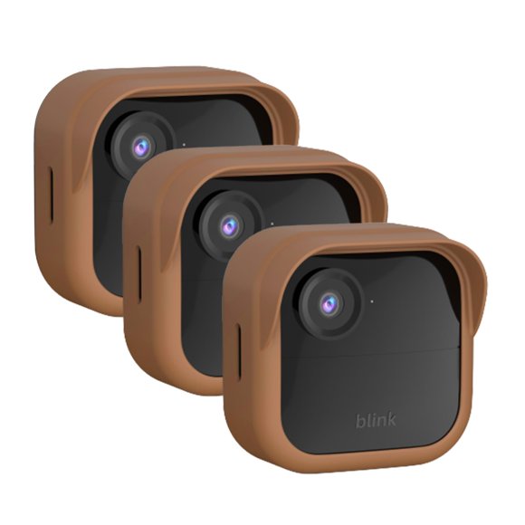 Silicone Case Cover for All-New Blink Outdoor 4 (4th Gen) - Weatherproof Protective Skin Cover with Hat Brim for All-New Blink Outdoor 4 Smart Security Camera (Brown, 3 Pack)