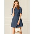 thumbnail image 2 of INSPIRE CHIC Women's Casual Short Sleeve Solid Color Button Down Shirt Dress, 2 of 6
