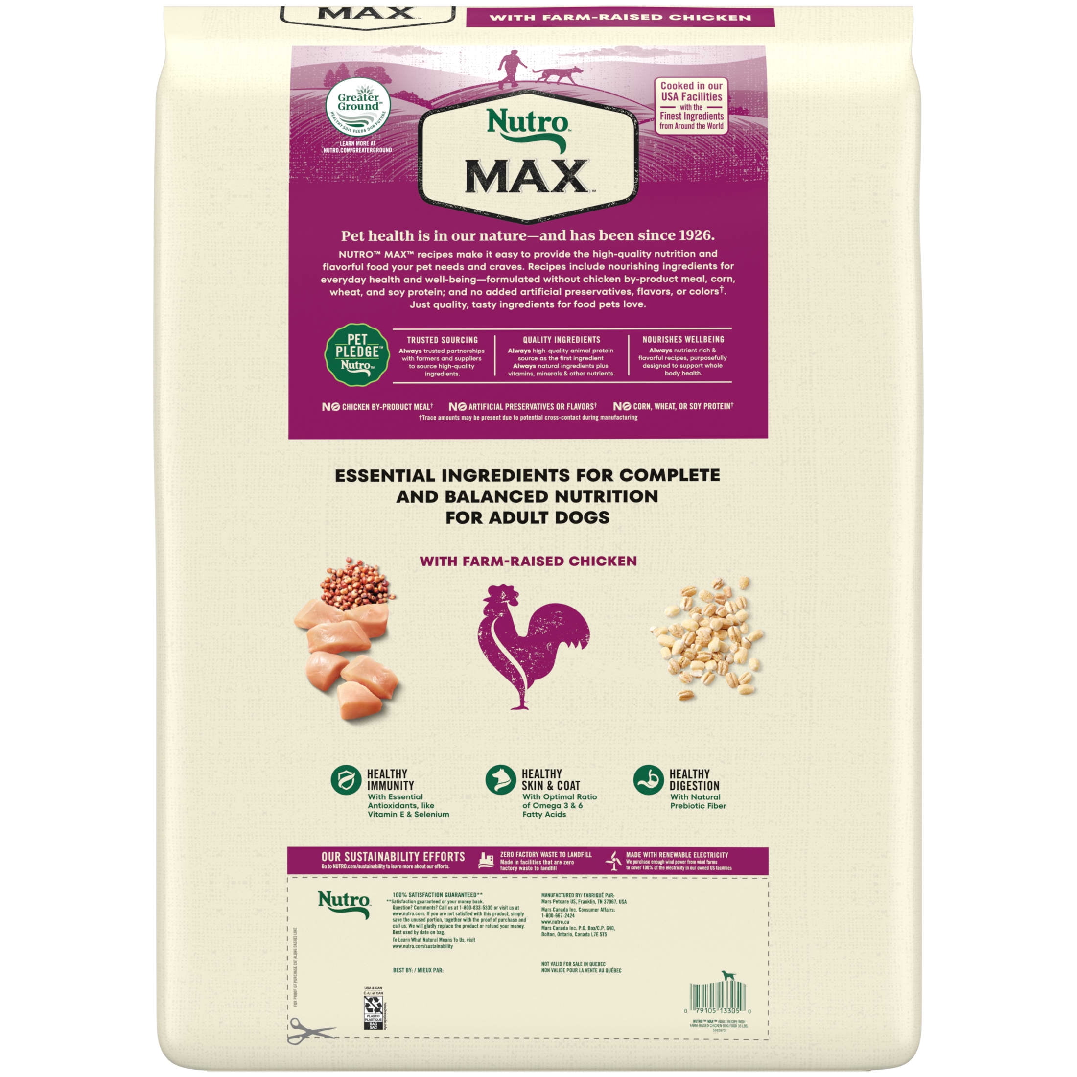 Nutro Max Adult Dry Dog Food with Farm-Raised Chicken, 36 lb. Bag