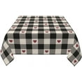 thumbnail image 3 of Checkered Valentines Tablecloth Round 70 Inch,Black Plaid Table Cloth,Stain Resistance Polyester Red Heart Valentine''s Day Table Covers for Kitchen Dining,Small Tablecloth for Parties Picnic, 3 of 6
