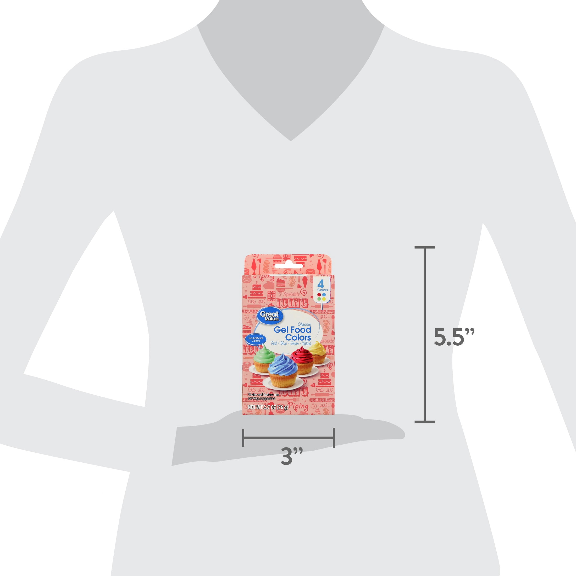 Great Value Gel Food Colors, Classic Colors, 2.7 oz