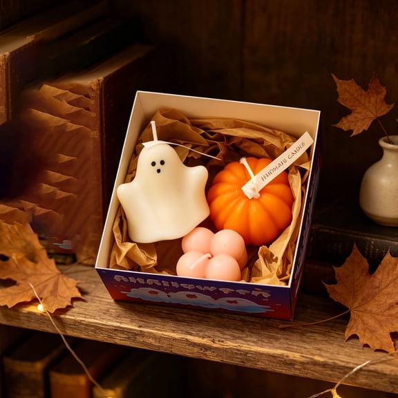 Halloween Candle Set, Ghost Pumpkin Candles, Aromatherapy Candle Gift, 3Pcs Soy Wax Decorative Lights for Fall Party Home Decor