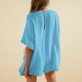 thumbnail image 6 of QATAINLAV Womens Oversized Summer Tee Romper Solid Casual Loose Overalls Short Sleeve V Neck Onesie Shorts with Pockets 2025 Beachwear Light Blue XXL Prime Sales of The Day, 6 of 9