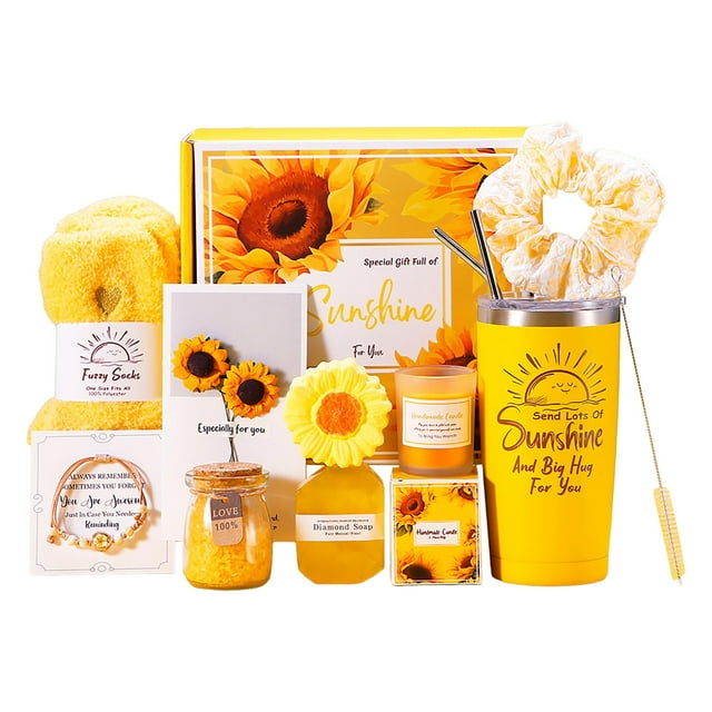 Gifts Basket for Women, Sending Sunflower Gifts for Mom, Birthday Present Sets, Self Care Unique Inspirational Gifts for Mom Wife Friend Mothers Day Valentines Gift