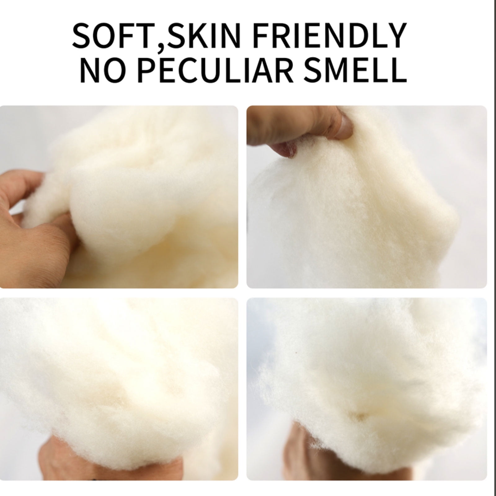 Natural Wool Stuffing for Stuffed Animals - 100% Organic Wool Batting Filler for Pillows, Cushions, Felting, Needlework Ultra Soft & Hypoallergenic Safe for Baby Toys Natural White Stuffing (12oz)