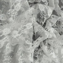 Stretch Lace Diamond Flowers Fabric By The Yard, Off White