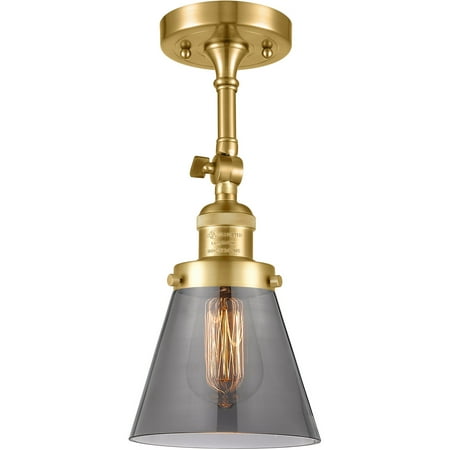 

Satin Gold Tone Semi Flush 6 Wide Steel/Cast Brass/Glass Medium Base LED 1 Light Fixture