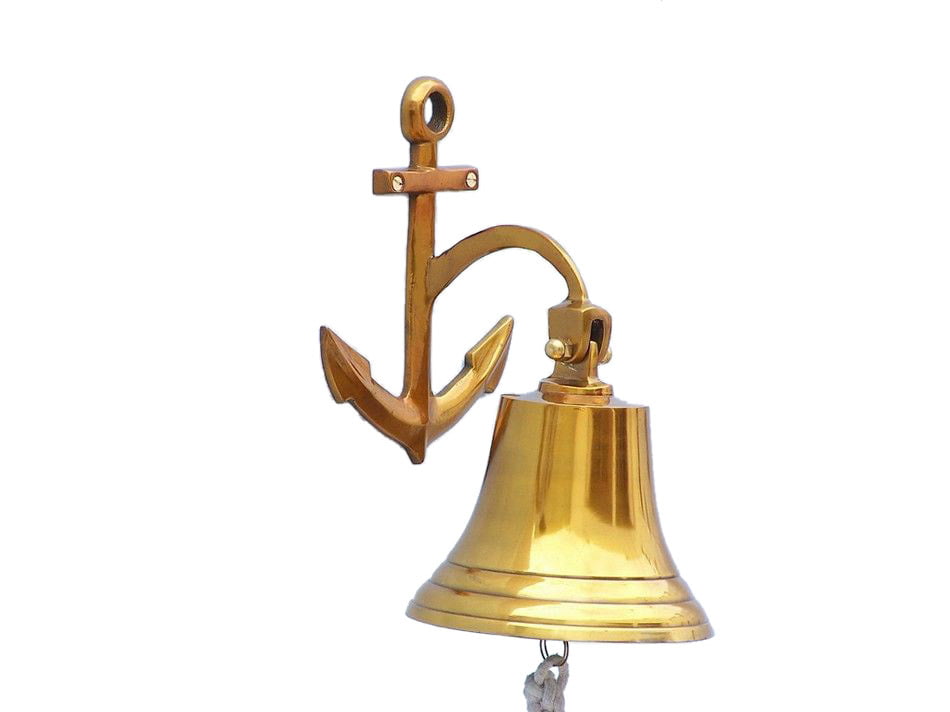 Brass Ship Bell Nautical Wall Mount Vintage Style Boat Decor Anchor Antique 