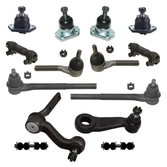 Front Upper & Lower Ball Joints, Tie Rod Ends, Pitman and Idler Arm, Sway Bar Links 14 Pc Suspension Kit Compatible with 4WD Models Fits select: 1995-2004 CHEVROLET S TRUCK
