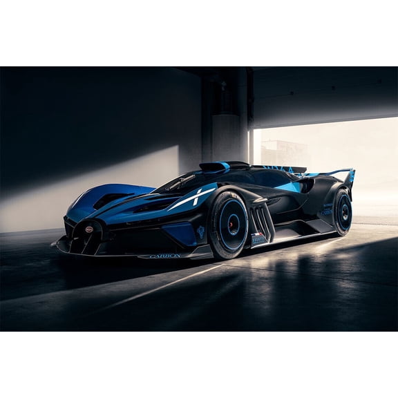 Bugatti Bolide Blue Racing Car Sport Wall Poster - 12x18 Inch Laminated Poster - Stunning Detail and Bold Colors