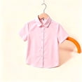 thumbnail image 7 of BOOMNY Girls School Uniform Short Sleeve Shirts Lapel Solid Color Buttons Shirts for Girl Soft School Dailywear, 7 of 7
