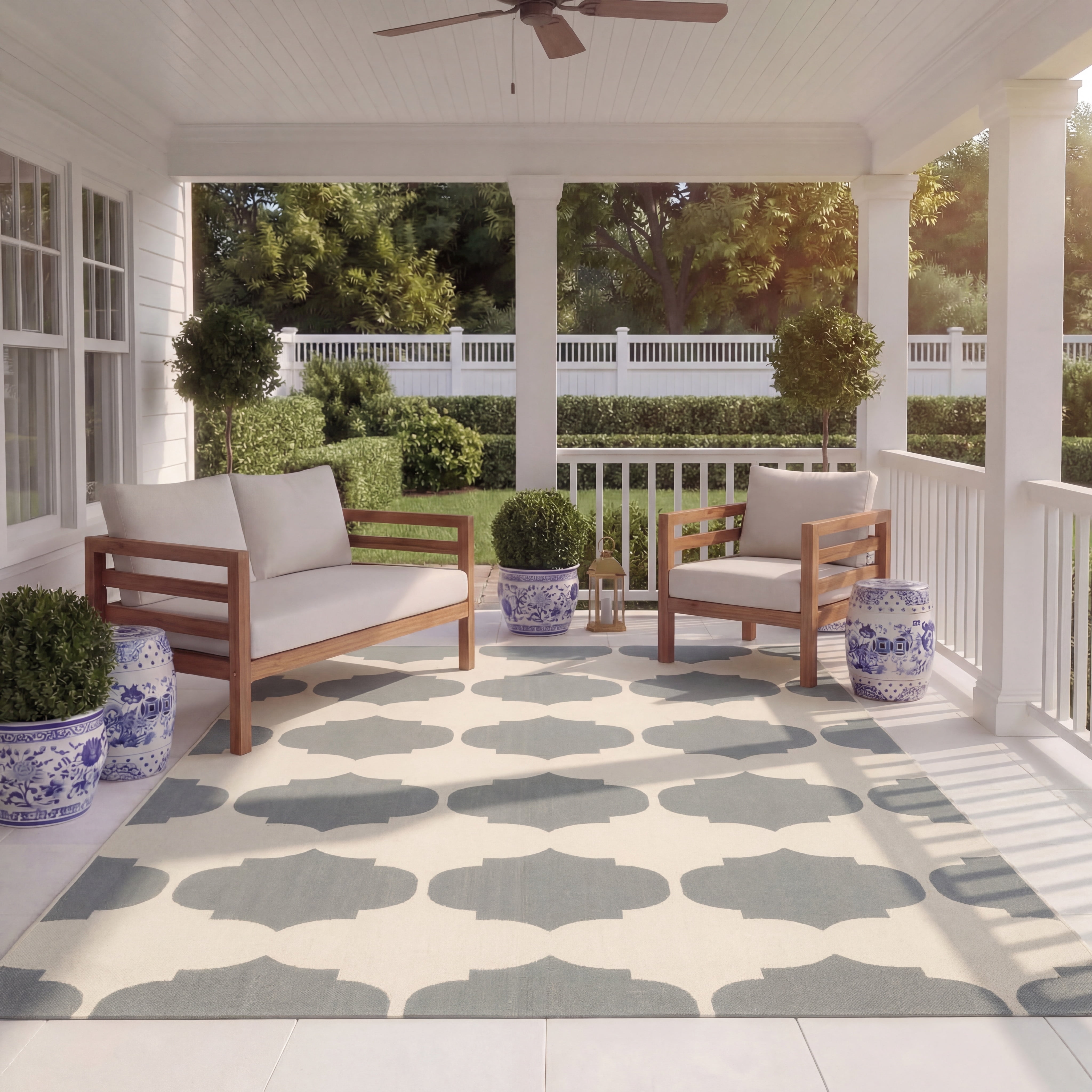 Safavieh Courtyard Elwyn Geometric Indoor/Outdoor Area Rug, Beige/Anthracite, 8' x 11'