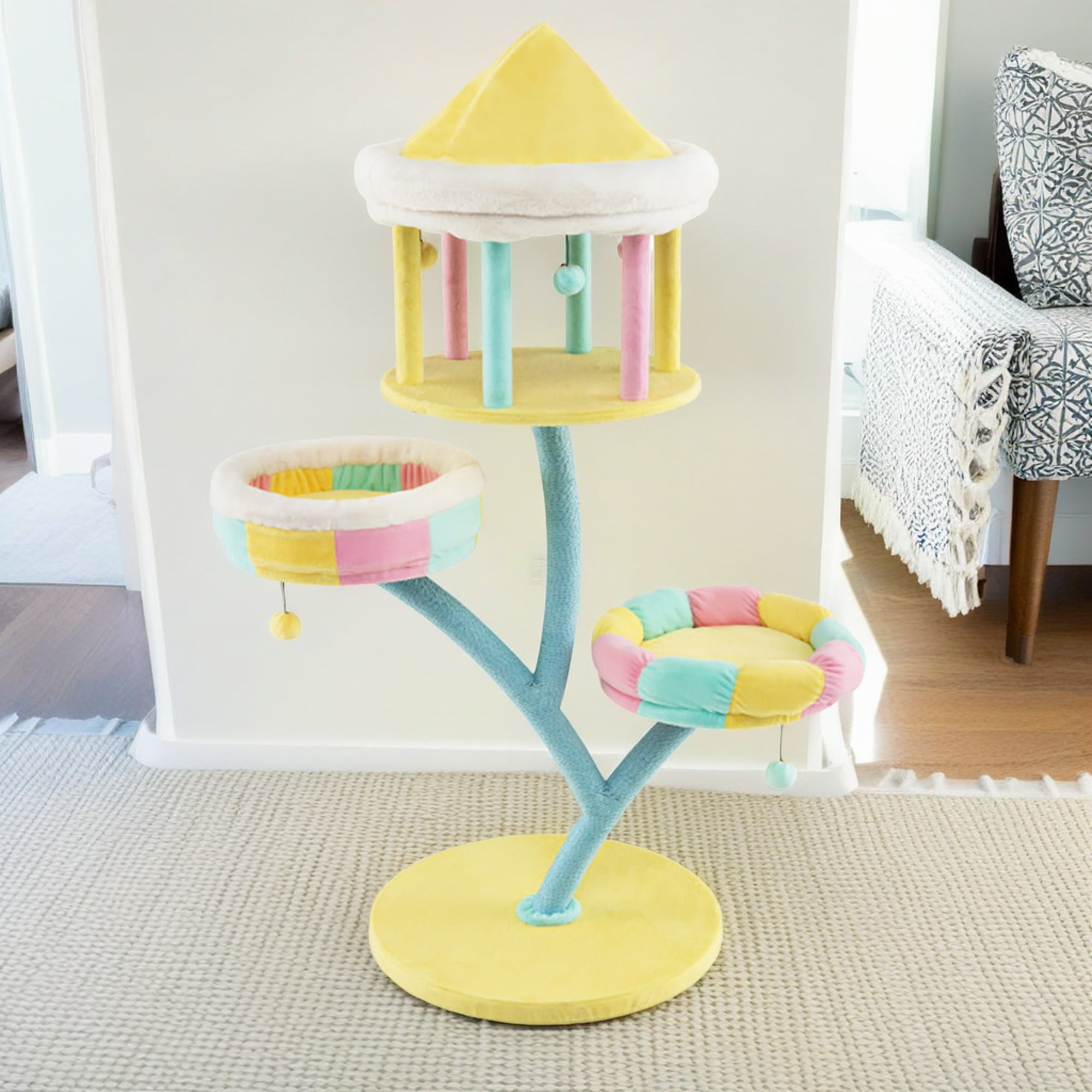 Kadyn 57" Modern Cat Tree Tower for Indoor Cats with Perch, Cat Condo, Cat Tree House with Scratching Posts for Large Cats, Color