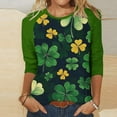 thumbnail image 2 of Saint Patricks Day Outfit Women 3/4 Sleeve Crew Neck Raglan Tee Shamrock Clover Shirt Loose Fit Soft Tops Green Irish Blouse, 2 of 7