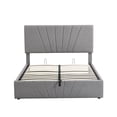 thumbnail image 4 of Bed Frame Full Size, Upholstered Platform Bed with Linen Fabric Backrest, Lift Up Storage Bed with 24 Reinforced Slats, No Box Spring Required, Gray, 4 of 9