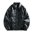 thumbnail image 1 of Men's Leather Motorcycle Jacket, Casual Biker Coat with Multiple Pockets, Full Sleeve Synthetic Riding Jacket for Fall and Winter Outdoor Wear, 1 of 6