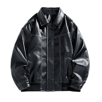 IYTR Men's Faux Leather Jacket Jacket Zipper Closure Stand Collar