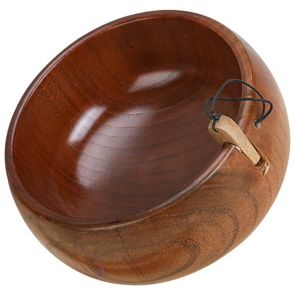 Wooden Yarn Storage Bowl for Crochet Knitting Safe Durable Light Brown Wood