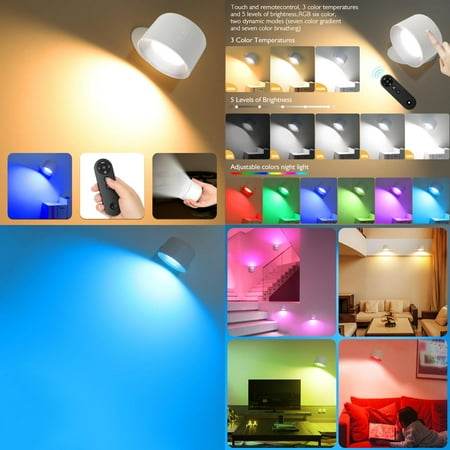 

WAGZOQN Innovative stylish and sleek cordless LED wall light with touch control and rotating feature for convenient use - Perfect reading lamp for modern homes mounted sconce lights pr