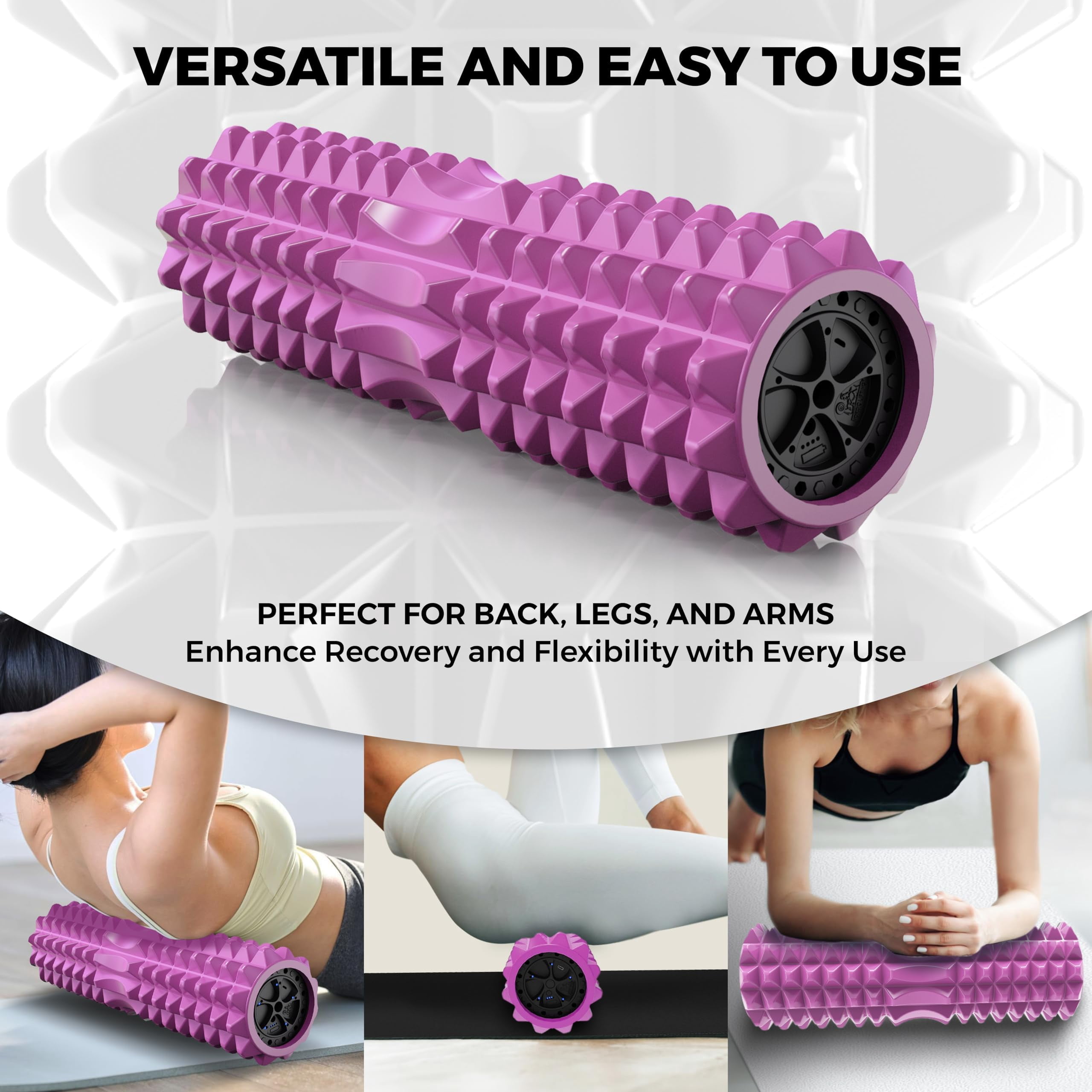 Nordic Lifting Vibrating Foam Roller – 5-Speed Deep Tissue Back Roller for Muscle Massage & Recovery - Pink