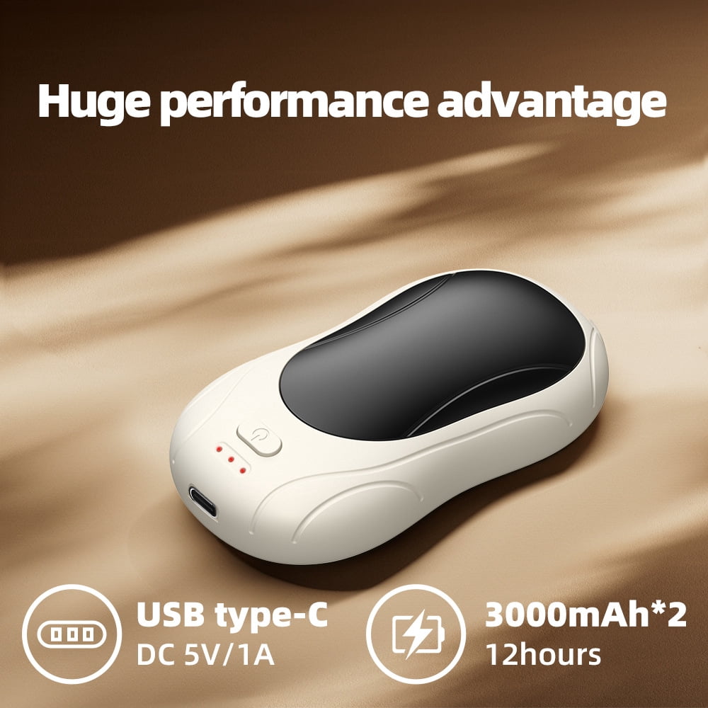 White and black model HW04 2-in-1 Hand Warmer 6000mAh (Hand Warmer * 2+Data Cable * 1+Five country Manual * 1)