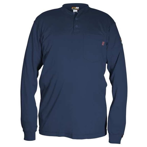 Mcr Safety FR Long Sleeve Shirt,Navy,L,Regular H1NL