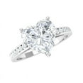 thumbnail image 4 of Silvago Jewel 2.20 Ct VVS1/D Heart Cut Lab Created Simulated Diamond Ring - 14K White Gold Plated Solitaire with Accents Rings - Wedding Jewelry For Bridesmaids Silver - Forever Diamond Ring, 4 of 7