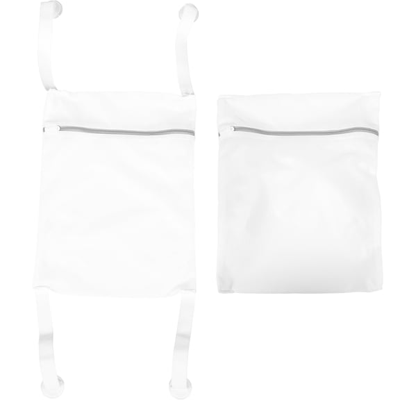 PAMINGONO 2Pcs White Polyester Laundry Bags for Underwear Panties Socks Small Items with Suction Cup