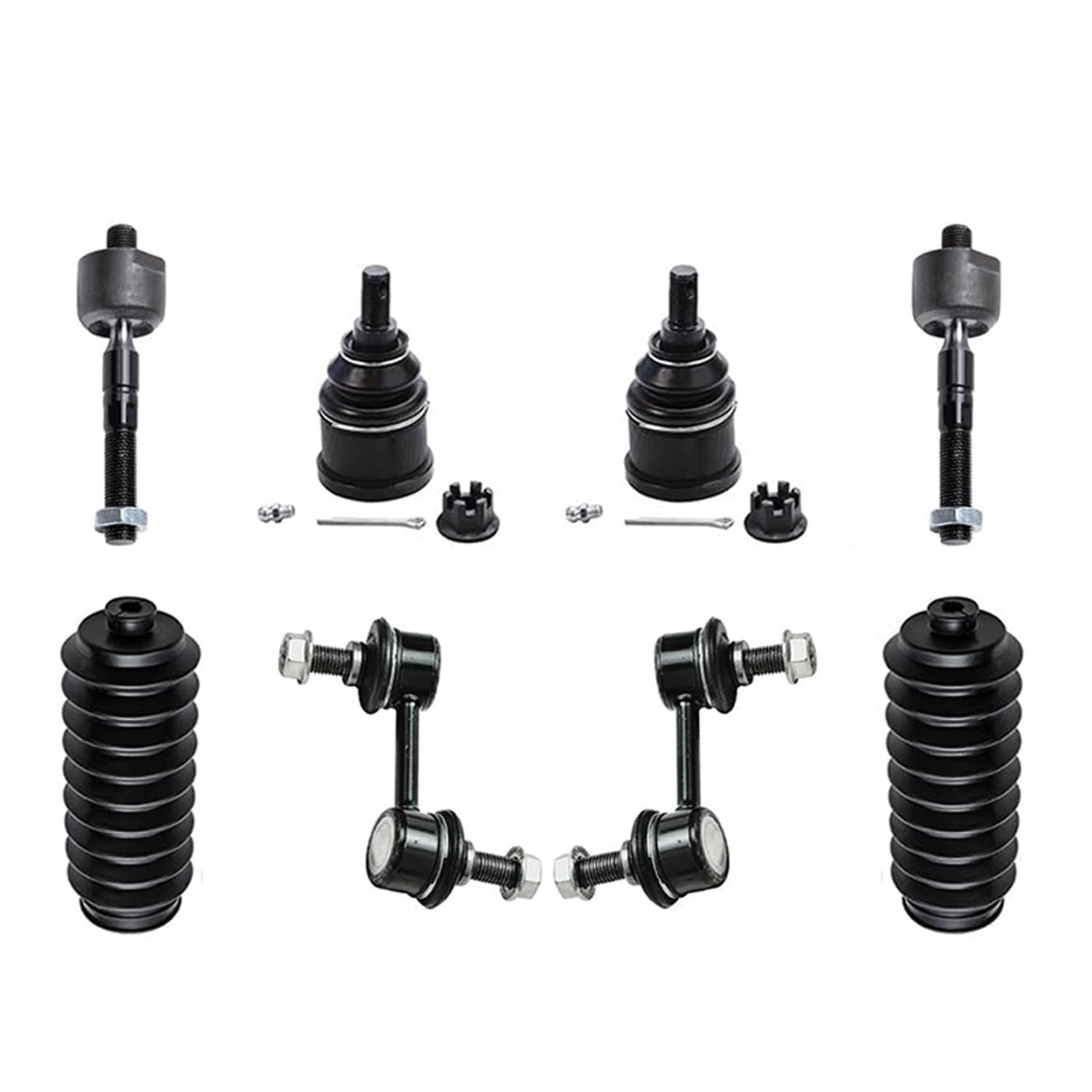Detroit Axle - Front 14pc Suspension Kit for 2003-2007 Honda Accord 2004 2005 2006, 2 Lower Control Arms 2 Upper Control Arms w/ Ball Joints 2 Ball Joints 4 Tie Rods 2 Sway Bar Links 2 Boots