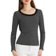 thumbnail image 1 of Camisa a rayas INSPIRE CHIC para mujer, con cuello redondo, de manga larga, básica y casual, color negro L, 1 of 1