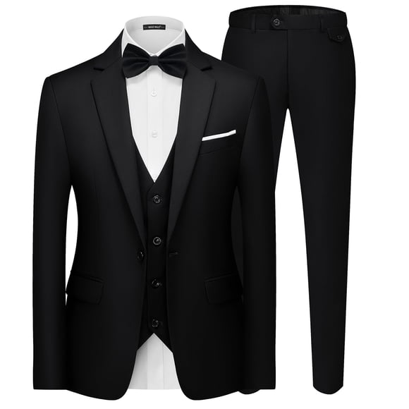 Traje MAGE MALE de 3 piezas slim fit con un botón, negro