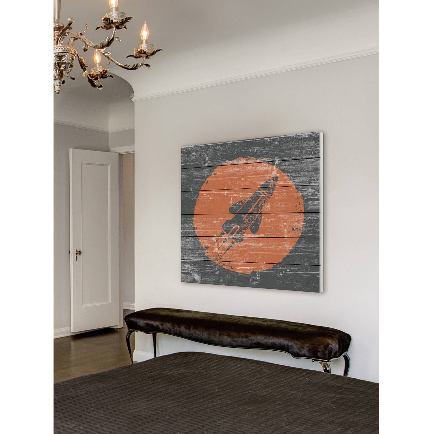Marmont Hill - "Soaring Rocket" Painting Print on White Wood
