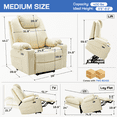 thumbnail image 2 of Sino Luban Dual Motor Power Lift Recliner Chair for Elderly with Massage and Heat, Electric Lift Chair for Big and Tall Adults, USB A&C, 2 Cup Holders (T6013 - Faux Leather, Cream White, Oversized), 2 of 10