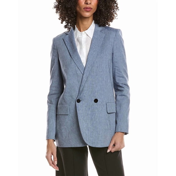 Theory womens Boyfriend Linen-Blend Jacket, 6, Blue