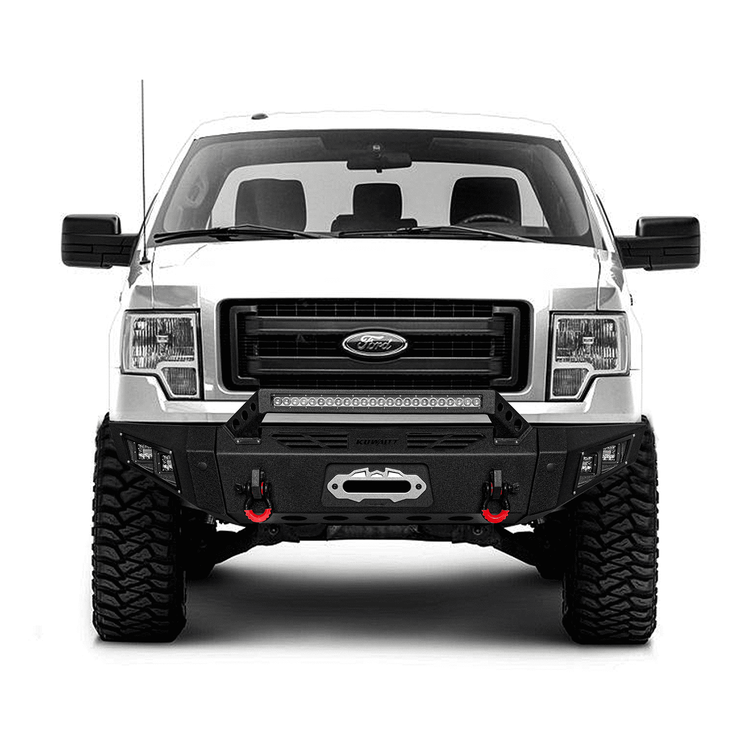 TIOYAR Steel Front and Rear Bumper for 2009-2014 Ford F150 (Not fit Raptor) With Winch Plate&Lights (Black Texture)