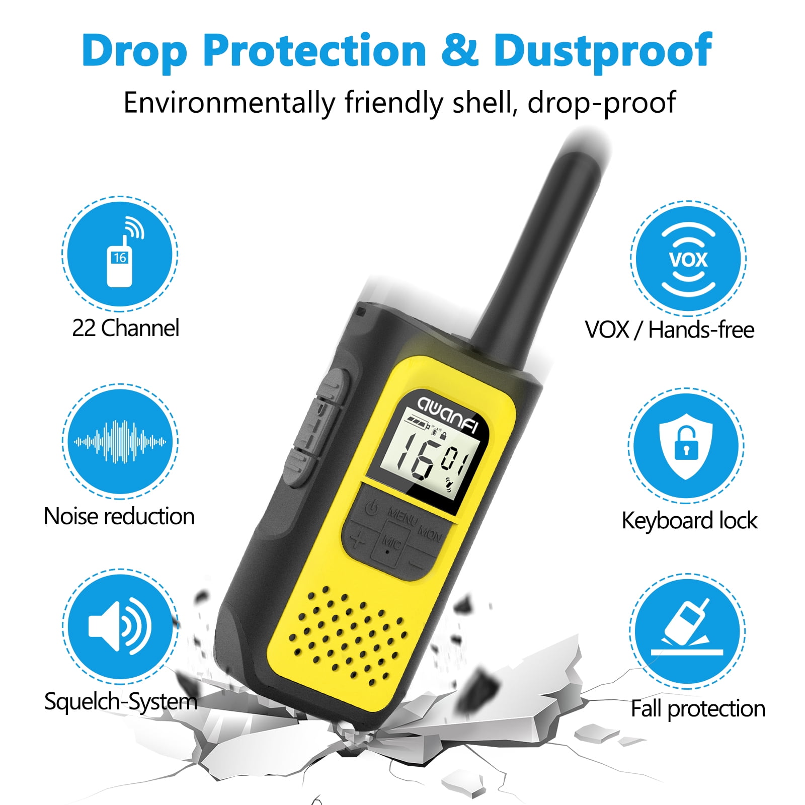 6 Pack Walkie Talkies for Adults, Rechargeable Walkie Talkie for Kids Long Range, High Quality Family Pack Two-Way Radios, for Outdoor Camping Hiking (2 X 3 Pack)